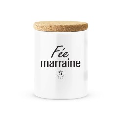 Pot céramique avec couvercle en liège citation imprimé Fée marraine