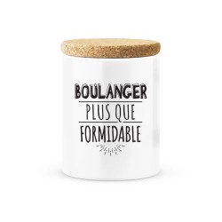 Pot céramique avec couvercle en liège citation imprimé Boulanger plus que formidable