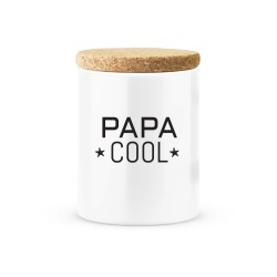 Pot céramique avec couvercle en liège citation imprimé Papa cool