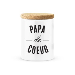 Pot céramique avec couvercle en liège citation imprimé Papa de coeur
