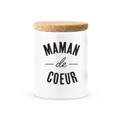 Pot céramique avec couvercle en liège citation imprimé Maman de coeur