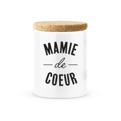 Pot céramique avec couvercle en liège citation imprimé Mamie de coeur