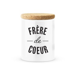 Pot céramique avec couvercle en liège citation imprimé Frère de coeur