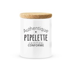 Pot céramique avec couvercle en liège citation imprimé Authentique pipelette certifiée conforme