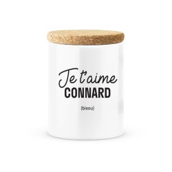Pot céramique avec couvercle en liège citation imprimé  Je t'aime connard