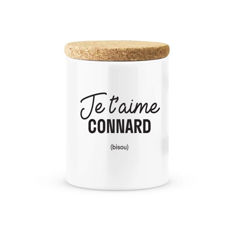 Pot céramique avec couvercle en liège citation imprimé  Je t'aime connard