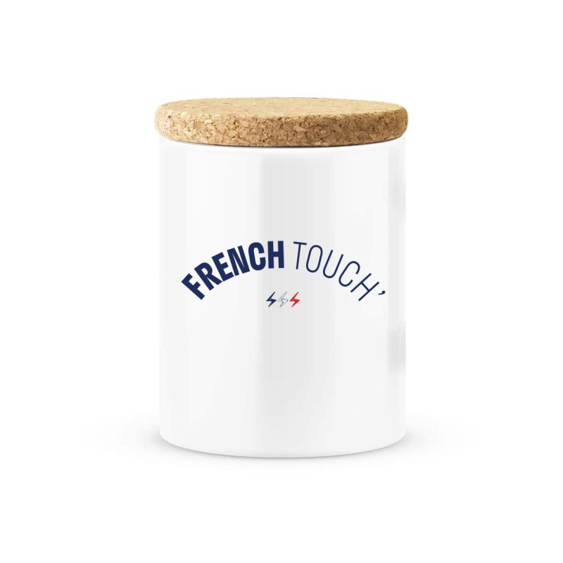 Pot céramique avec couvercle en liège citation imprimé French touch'