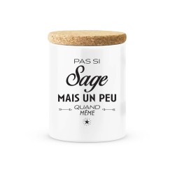 Pot céramique avec couvercle en liège citation imprimé Pas si sage mais un peu quand même