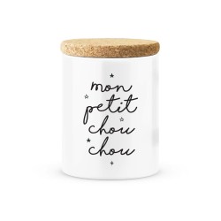 Pot céramique avec couvercle en liège citation imprimé Mon petit chou chou