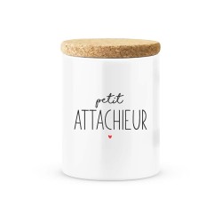 Pot céramique avec couvercle en liège citation imprimé Petit attachieur