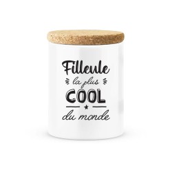 Pot céramique avec couvercle en liège citation imprimé Filleule la plus cool du monde