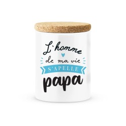 Pot céramique avec couvercle en liège citation imprimé L'homme de ma vie s'appelle papa