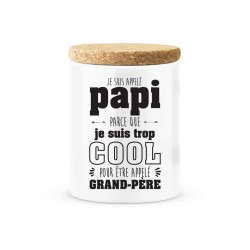 Pot céramique avec couvercle en liège citation imprimé Je suis appelé papi parce que je suis trop cool pour être grand père