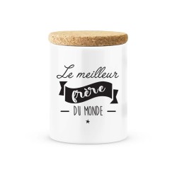 Pot céramique avec couvercle en liège citation imprimé Le meilleur frère du monde
