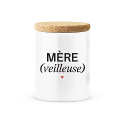 Pot céramique avec couvercle en liège citation imprimé Mère veilleuse