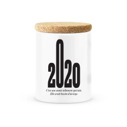 Pot céramique avec couvercle en liège citation imprimé 2020