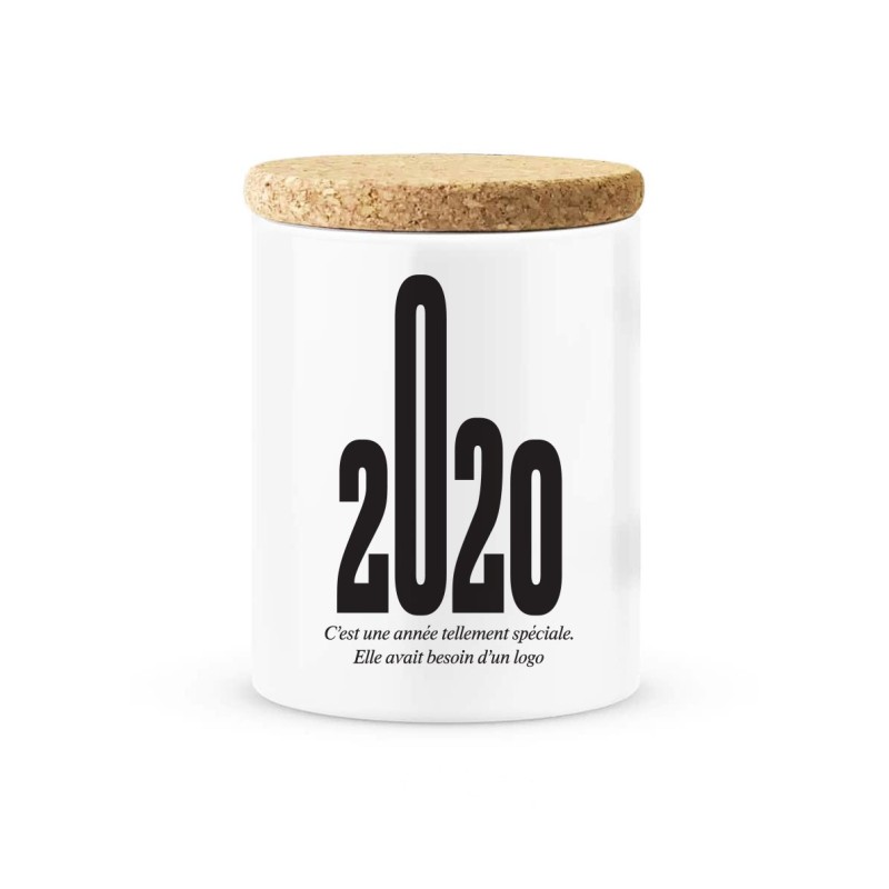 Pot céramique avec couvercle en liège citation imprimé 2020