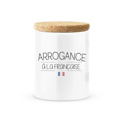 Pot céramique avec couvercle en liège citation imprimé Arrogance a la française