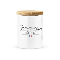 Pot céramique avec couvercle en liège citation imprimé Francaise & râleuse