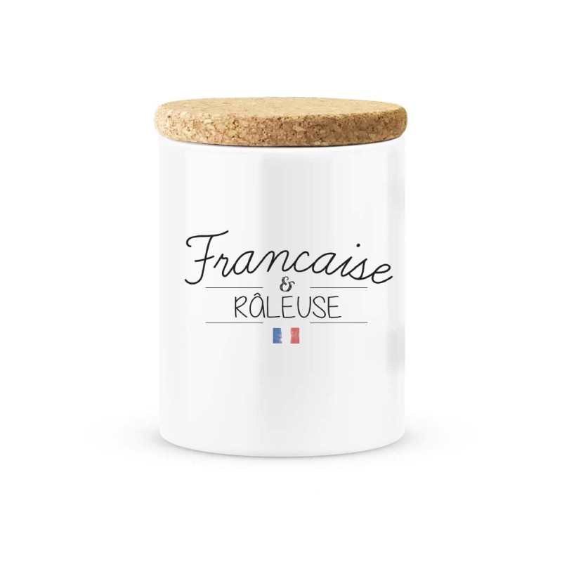Pot céramique avec couvercle en liège citation imprimé Francaise & râleuse