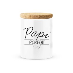 Pot céramique avec couvercle en liège citation imprimé Papi parfait