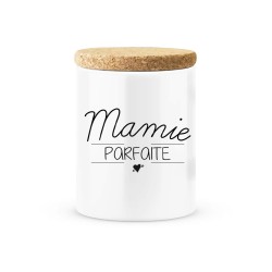 Pot céramique avec couvercle en liège citation imprimé Mamie parfaite