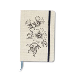 Carnet de notes dessins en lin imprimé fleurs