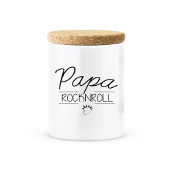 Pot céramique avec couvercle en liège citation imprimé Papa rock n roll