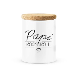 Pot céramique avec couvercle en liège citation imprimé Papi rock n roll