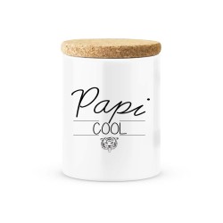 Pot céramique avec couvercle en liège citation imprimé Papi cool