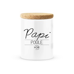 Pot céramique avec couvercle en liège citation imprimé Papi poule