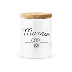 Pot céramique avec couvercle en liège citation imprimé Mamie cool