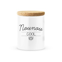 Pot céramique avec couvercle en liège citation imprimé Nounou cool