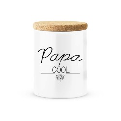 Pot céramique avec couvercle en liège citation imprimé Papa cool