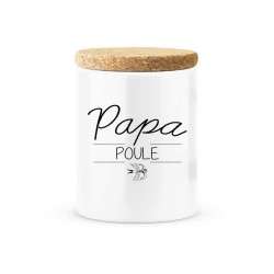 Pot céramique avec couvercle en liège citation imprimé Papa poule