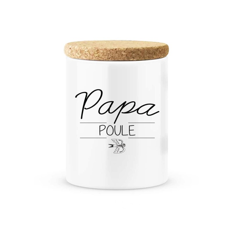 Pot céramique avec couvercle en liège citation imprimé Papa poule