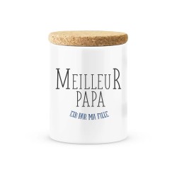 Pot céramique avec couvercle en liège citation imprimé Meilleur papa élu par ma fille
