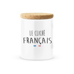 Pot céramique avec couvercle en liège citation imprimé Le cliché français
