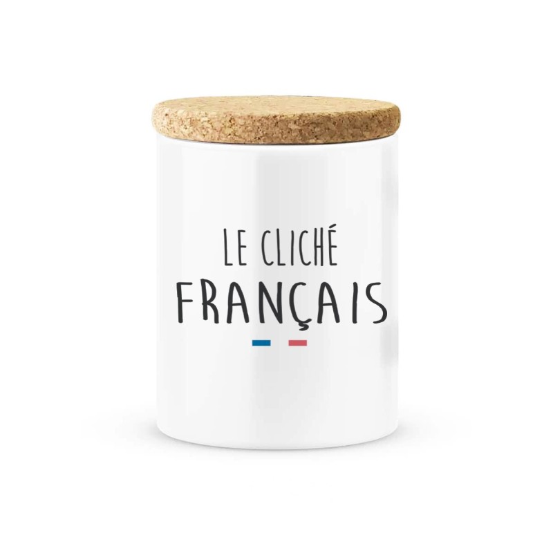 Pot céramique avec couvercle en liège citation imprimé Le cliché français