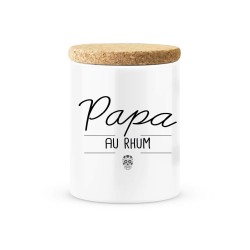 Pot céramique avec couvercle en liège citation imprimé Papa au rhum