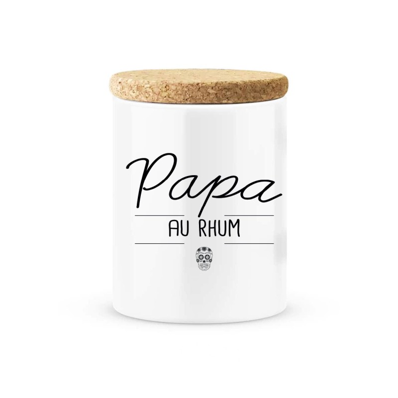 Pot céramique avec couvercle en liège citation imprimé Papa au rhum