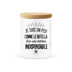 Pot céramique avec couvercle en liège citation imprimé Je suis un peu comme le nutella sur une tartine indispensable