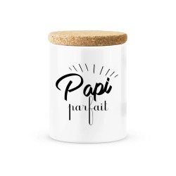 Pot céramique avec couvercle en liège citation imprimé Papi parfait