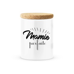 Pot céramique avec couvercle en liège citation imprimé Mamie parfaite