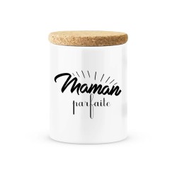 Pot céramique avec couvercle en liège citation imprimé Maman parfaite