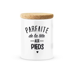 Pot céramique avec couvercle en liège citation imprimé Parfaite de la tête aux pieds
