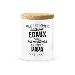 Pot céramique avec couvercle en liège citation imprimé Les meilleurs deviennent papa