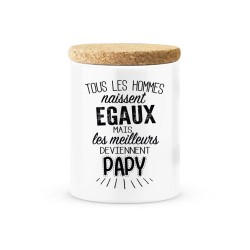Pot céramique avec couvercle en liège citation imprimé Les meilleurs deviennent papy