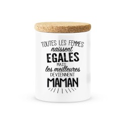 Pot céramique avec couvercle en liège citation imprimé Les meilleurs deviennent maman