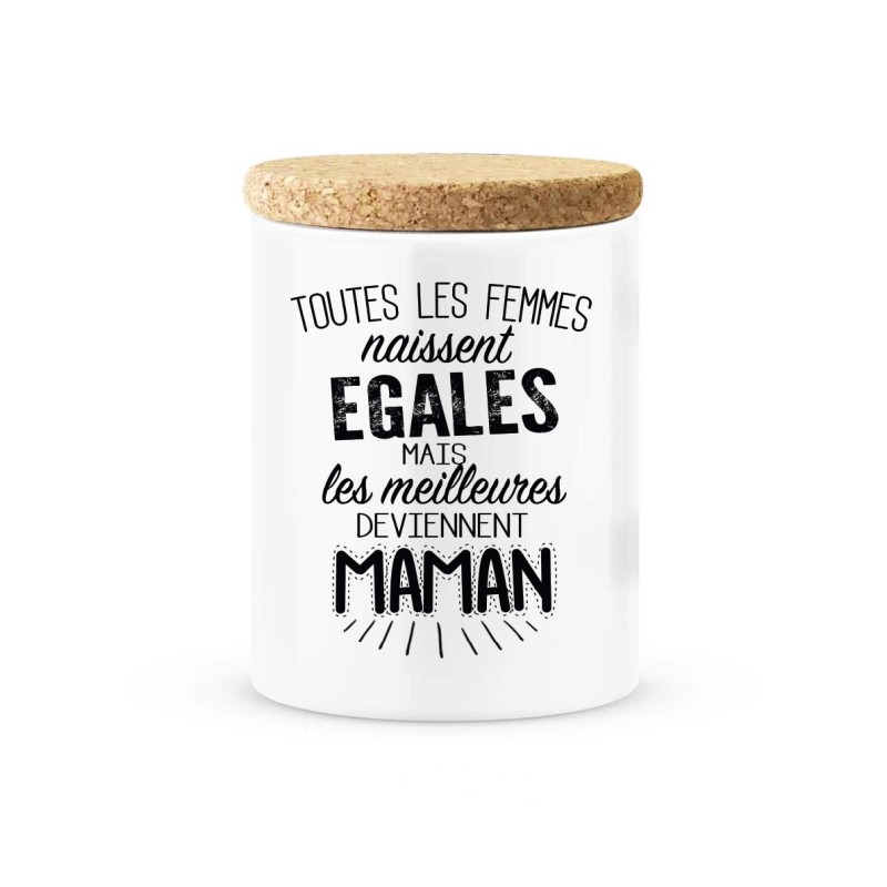 Pot céramique avec couvercle en liège citation imprimé Les meilleurs deviennent maman